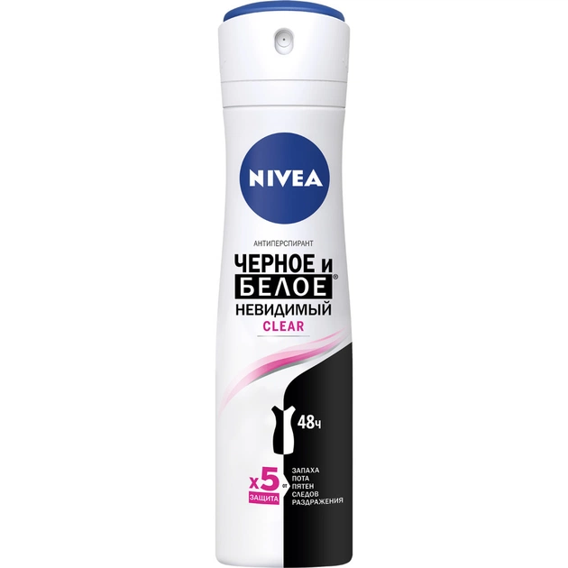 Антиперспірант Nivea Clear Невидимий Захист для чорного та білого спрей 150 мл (4005808585281) - зображення 1