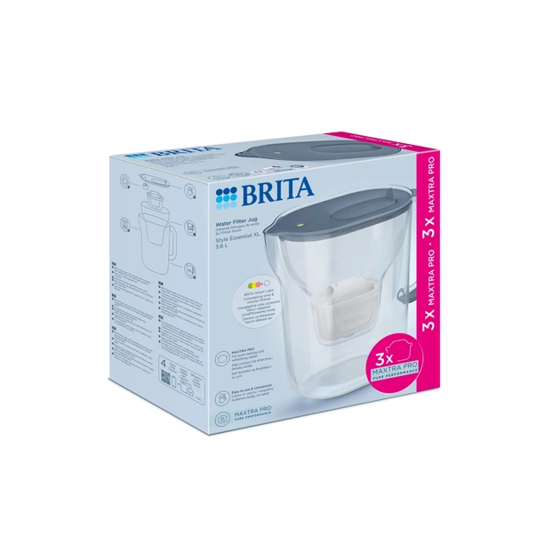 Фільтр-глечик Brita Style Essential XL MXPro 3.6л + 3 картриджа сіро-блакитний (1059312) - picture 12