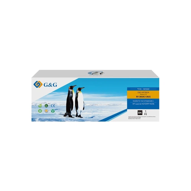 Картридж G&G HP 136A LJ M211/M212/M236 Black (1150 ст) AO-чип (G&G-W1360A_NC) - изображение 1