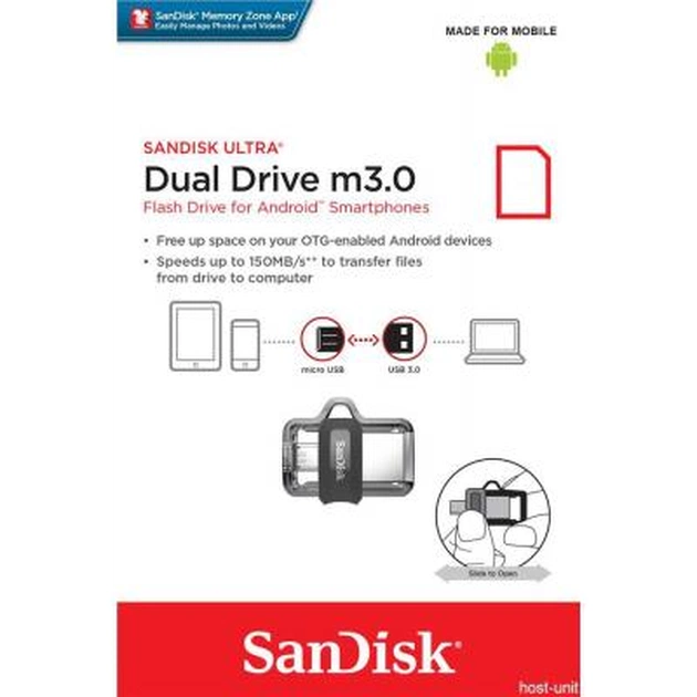 USB флеш накопичувач SanDisk 64GB Ultra Dual Black USB 3.0 OTG (SDDD3-064G-G46) - picture 7