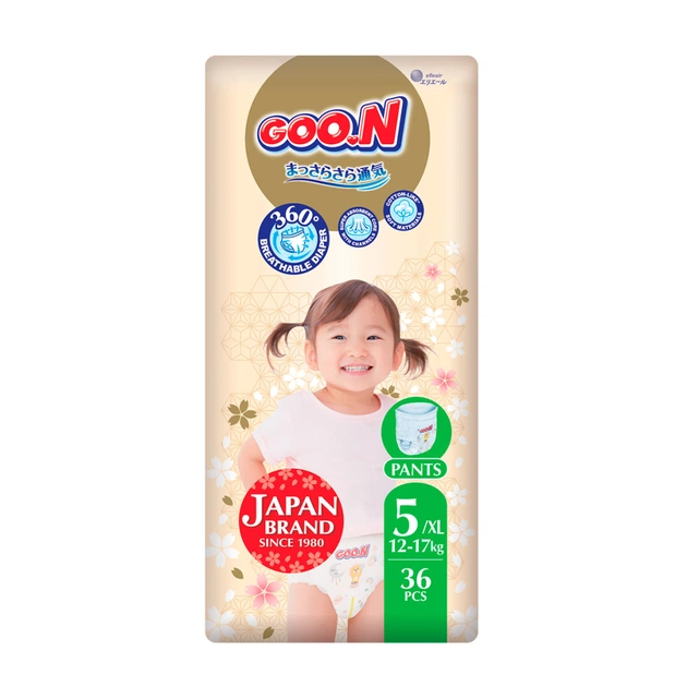 Підгузки GOO.N Premium Soft Трусики 12-17 кг Розмір 5 XL 36 шт (F1010101-158) - зображення 1