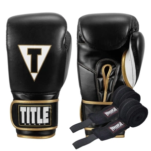 Боксерские перчатки Title Boxeo Mexican Leather Quatro Black/White 16 oz (BATGE4 16 oz BK/WH) изображение 1