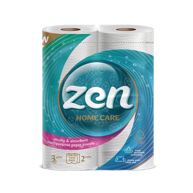 Паперові рушники Zen Premium Care 3 шари 50 відривів 11 м 2 рулони (5944582100275) - picture 1