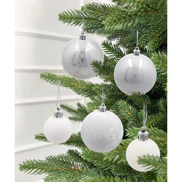 Ялинкова іграшка Chomik пластикові Кульки, сніжинки 30 шт, срібні (5900779895324_1) - picture 3