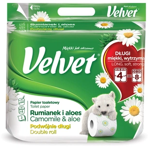 Туалетний папір Velvet Ромашка й алое 3 шари 4 рулони 300 відривів (5901478999153) зображення 1