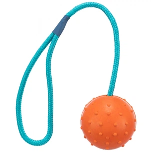 Іграшка для собак Trixie М'яч для дресирування на мотузці з ручкою Гума 6/30 см (4011905033051) зображення 1