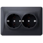 Розетка Videx BINERA 2ая с заземлением черн (VF-BNSK2G-BG) - зменшене зображення 1