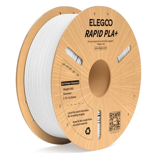 Пластик для 3D-принтера ELEGOO Rapid PLA Plus 1кг, 1.75мм, white (50.203.0115) - изображение 1
