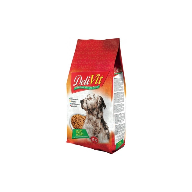 Сухий корм для собак DeliVit Adult Energy з м'ясом, злаками та вітамінами 20 кг (8014556125324) - зображення 1
