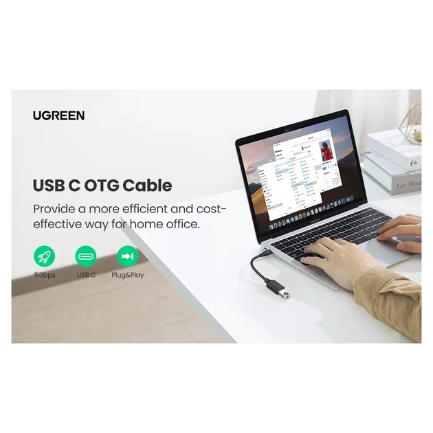 Перехідник OTG USB 3.0 AF to USB-C US154 black Ugreen (30701) - зображення 8