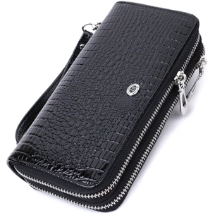 Гаманець ST Leather З лакованої натуральної шкіри Чорний (22693) зображення 1