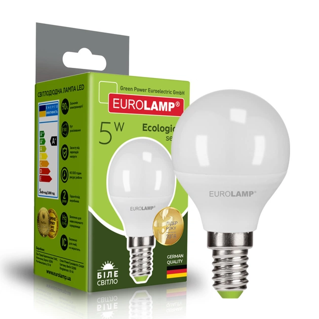 Лампочка Eurolamp LED G45 5W E14 4000K 220V (LED-G45-05144(P)) - зображення 1