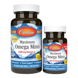 Жирные кислоты Carlson Омега Максимум, 1000 мг, вкус Лимона, Maximum Omega Minis, (CL18440) изображение 1