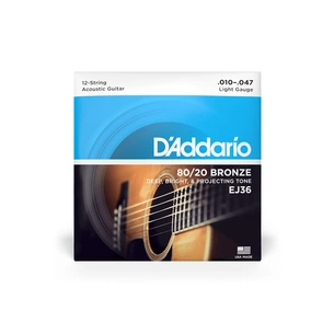 Струни для гітари D'Addario 80/20 Bronze Regular Light 12-String (10-47) (EJ36) зображення 1