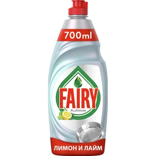 Засіб для ручного миття посуду Fairy Platinum Лимон і лайм 700 мл (8006540020050) зображення 1