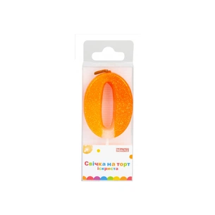Свічка Maxi "0" із блискітками, що іскриться, 4,5 см, на торт (MX622081-0) зображення 1