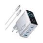 Зарядний пристрій Anker Laptop GaN 140W 3xUSB-C PD3.1 + USB-A + display + cable Silver (B2697G41) - зменшене зображення 1