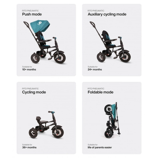 Дитячий велосипед QPlay Rito Rubber Grey складаний триколісний (S380-10GreyRubber) - picture 5