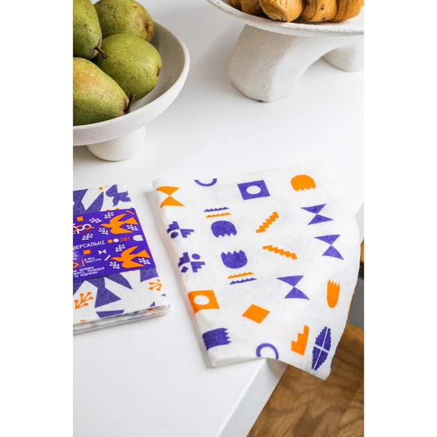 Серветки для прибирання Добра Господарочка Колекція Вибійка Універсальні Білі з принтом 2 шт. (4820086524032) - picture 5