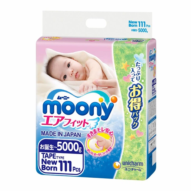 Підгузки Moony NB (0-5 кг) 111 шт (4903111282104) - изображение 1