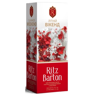 Чай Ritz Barton Літній вікенд Каркаде з вишнею 25 пакетиків по 1.5 г (4820279611334) изображение 1