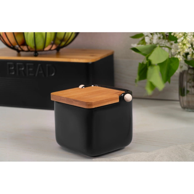 Цукорниця Ardesto Midori 12х12х11см, 840мл, кераміка, бамбук, чорна (AR0907B) - picture 8