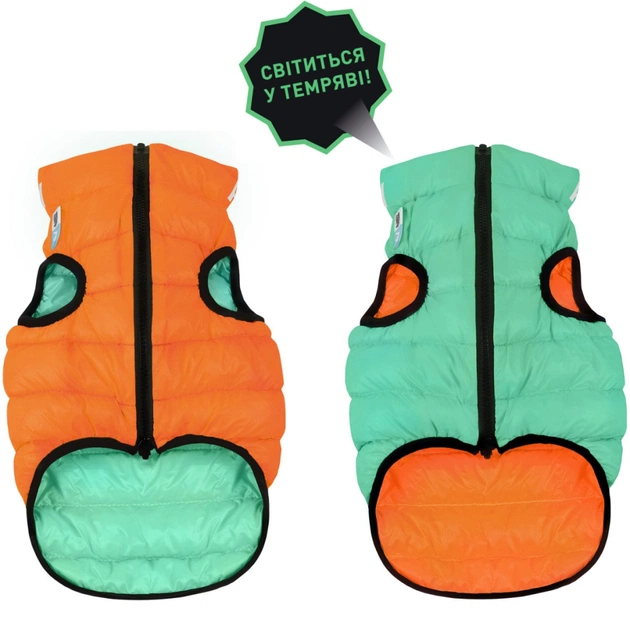 Курточка для тварин Airy Vest Lumi двостороння S 35 м'ятно-помаранчева (2187) - изображение 1