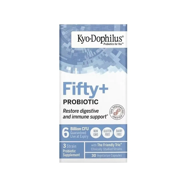 Вітамінно-мінеральний комплекс Kyolic Пробіотик, 6 млрд КУО, Kyo-Dophilus, Fifty+Probiotic, 6 Billion CFU, 30 вегет (WAK62043) - зображення 1