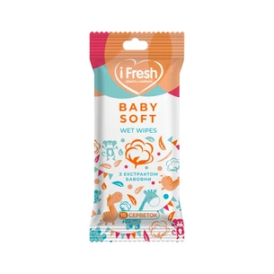 Дитячі вологі серветки iFresh з екстрактом бавовни 15шт (4823071645460) зображення 1