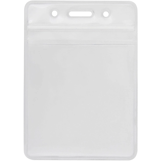 Бейдж Optima вертикальный замок zip lock PVC, 75х95 мм (O45612) - изображение 1