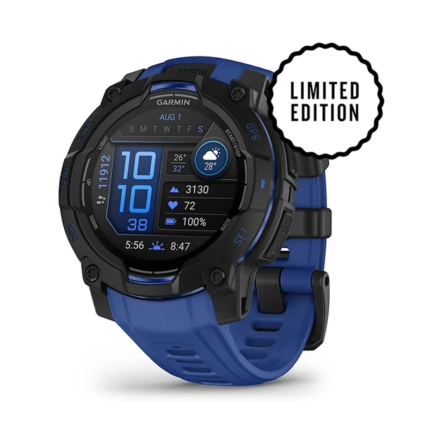 Смарт-годинник Garmin Instinct 3, 45mm, AMOLED, Black with Bolt Blue Band, GPS смарт-годинник (010-02936-03) - зображення 1