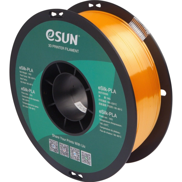 Пластик для 3D-принтера eSUN ePLA-Silk 1,75mm 1kg DARK YELLOW (EPLA-SILK-P175DY1) - изображение 1