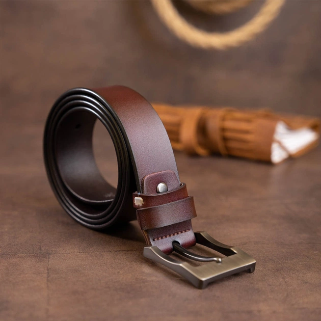 Ремінь Vintage Чоловічий з класичною пряжкою Коричневий (20357) - зображення 9