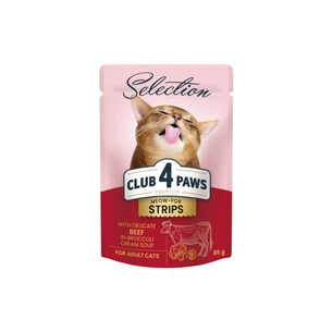 Вологий корм для кішок Club 4 Paws Selection Плюс Смужки з яловичиною в крем супі з броколі 85 г (4820215368100) зображення 1