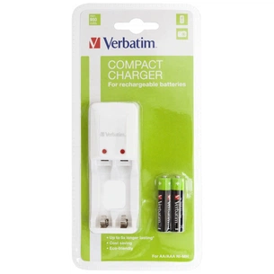 Зарядний пристрій для акумуляторів Verbatim Compact Charger EU Plug + 2*ААА (49944) зображення 1