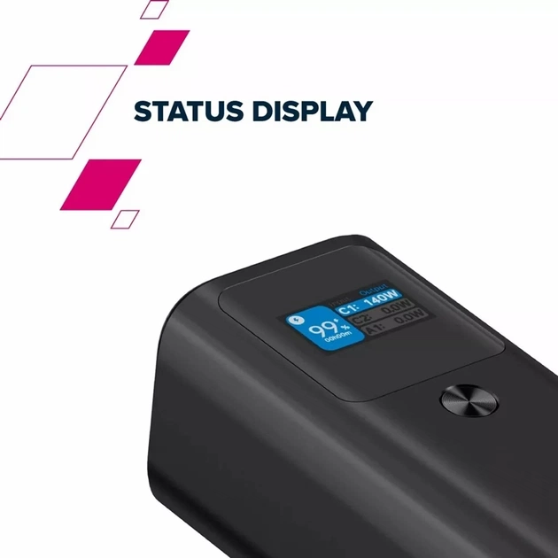Батарея універсальна Canyon PB-2010 27000mAh PD/3.1/140Wh, in/out2xUSB-C PD/140W, outUSB-A/22.5W (CNE-CPB2010DG) - зображення 10