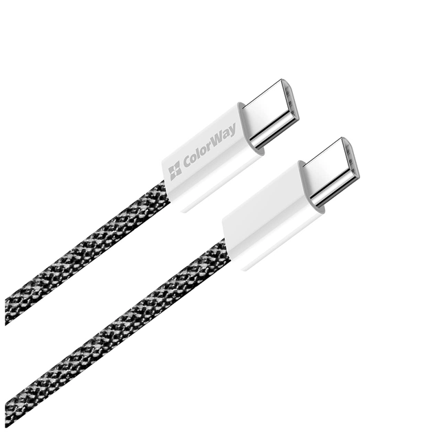 Дата кабель USB-C to USB-C 2.0m (braided cotton) (PD Fast Charging 60W) 3.0А black ColorWay (CW-CBPDCC068-BK) - picture 3