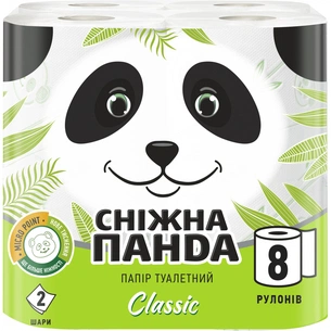 Туалетний папір Сніжна Панда Classic 2 шари 8 рулонів (4823019007633) зображення 1
