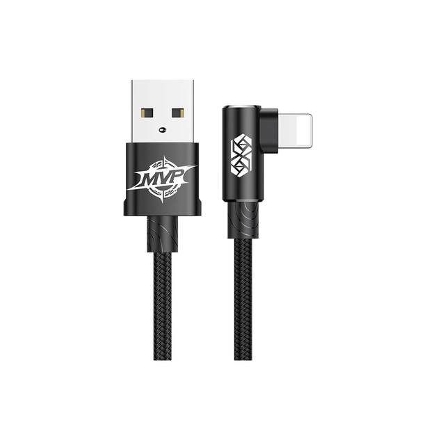 Дата кабель USB 2.0 AM to Lightning 1.0m MVP Elbow Type 2.4A Black Baseus (CALMVP-01) - зображення 1