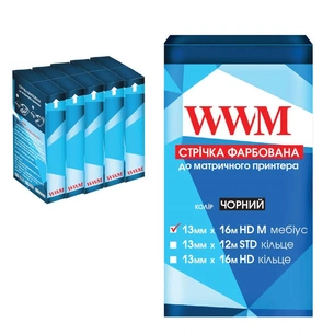 Стрічка до принтерів 13мм х 16м HD л. Black*5шт WWM (R13.16HM5) зображення 1
