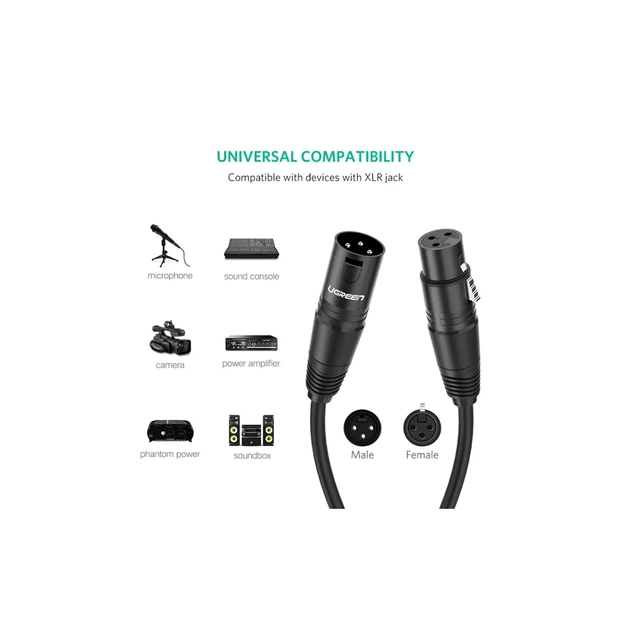 Кабель мультимедійний XLR M to XLR F 2.0m AV130 black Ugreen (20710) - picture 5