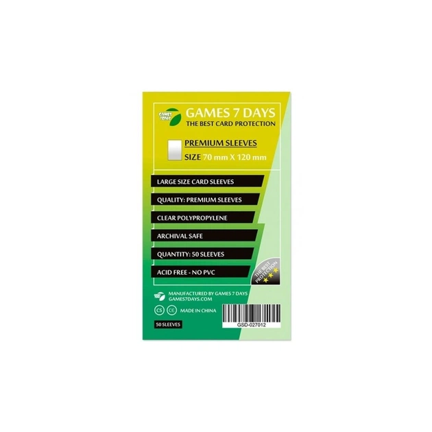 Протектор для карт Games 7 Days 70 х 120 мм, Large, 50 шт (PREMIUM) (GSD-027012) - изображение 1
