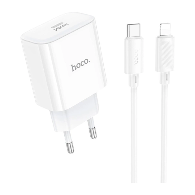 Зарядний пристрій HOCO C76A Pro Majestic USB-C PD30W + cable USB-C to Lightning White (6942007616317) - зображення 1