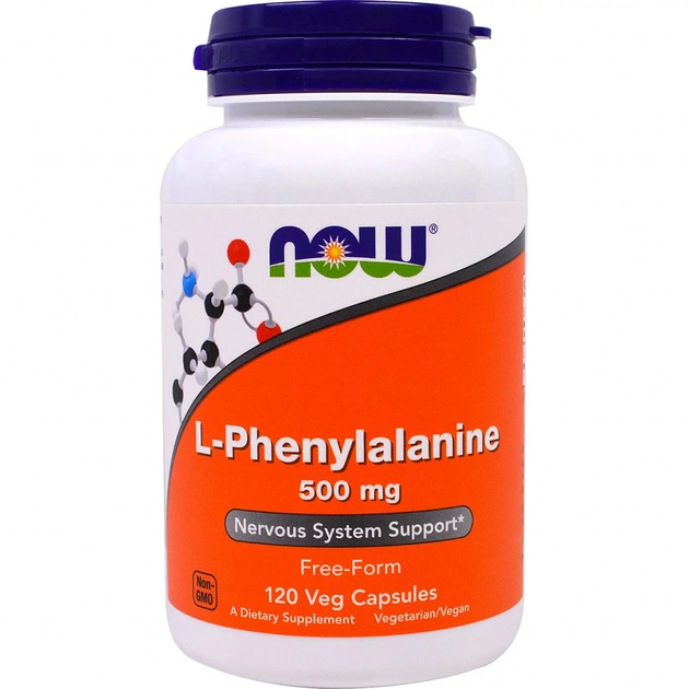 Амінокислота Now Foods L-фенілаланін, L-Phenylalanine, 500мг, 120 капсул (NOW-00132) - зображення 1
