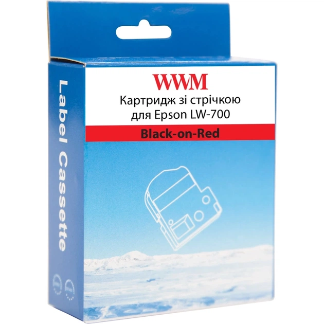 Стрічка для принтера етикеток WWM для Epson LW-700 24mm х 8m Black-on-Red (WWM-SC24R) - picture 2