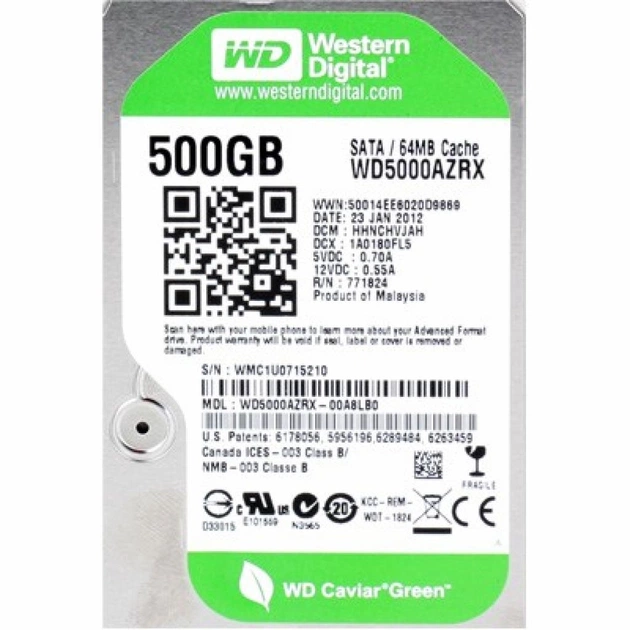 Жорсткий диск 3.5" 500Gb WD (WD5000AZRX) - зображення 1