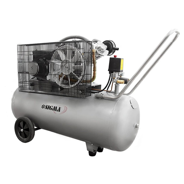 Компресор Sigma двоциліндровий ремінний 2.5кВт 396л/хв 10бар 100л (2 крана) (7044151) - picture 1