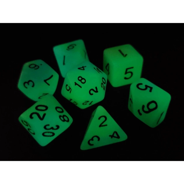 Набір кубиків для настільних ігор Games 7 Days Double Color Glow in the dark 7 Dice Set - Green-Blue (g7dglowdc02) - picture 2