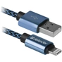 Дата кабель USB 2.0 AM to Lightning 1.0m ACH01-03T 2.1A blue Defender (87811) - зменшене зображення 1