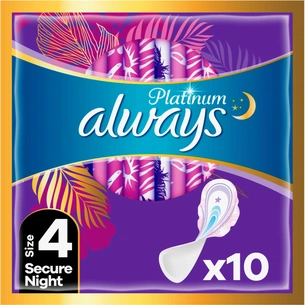Гігієнічні прокладки Always Platinum Secure Night (Розмір 4) 10 шт. (8001841449906) зображення 1